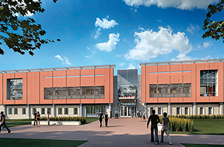 Rendering of the Ernest Mario School of Pharmacy addition